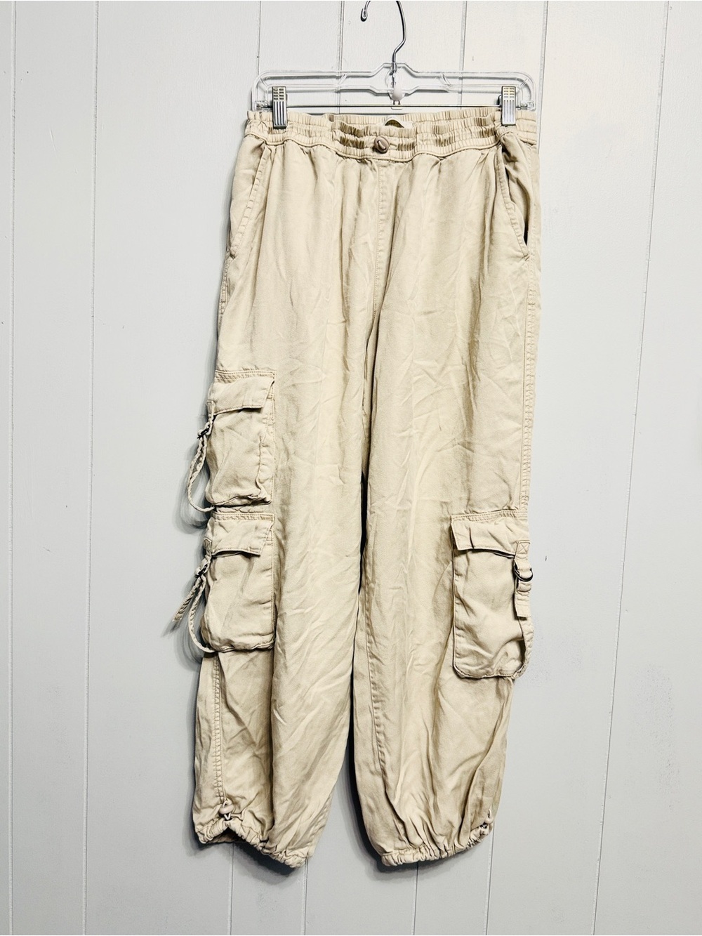 C&C California 100% Lyocell Cargo Jogger Pants Stone Beige Size L